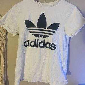 white and black adidas t-shirt